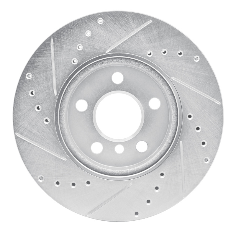 Mini Cooper Brake Rotor (1) - Front Right - R1 Concepts - Drilled & Slotted - Silver - `14-`21
